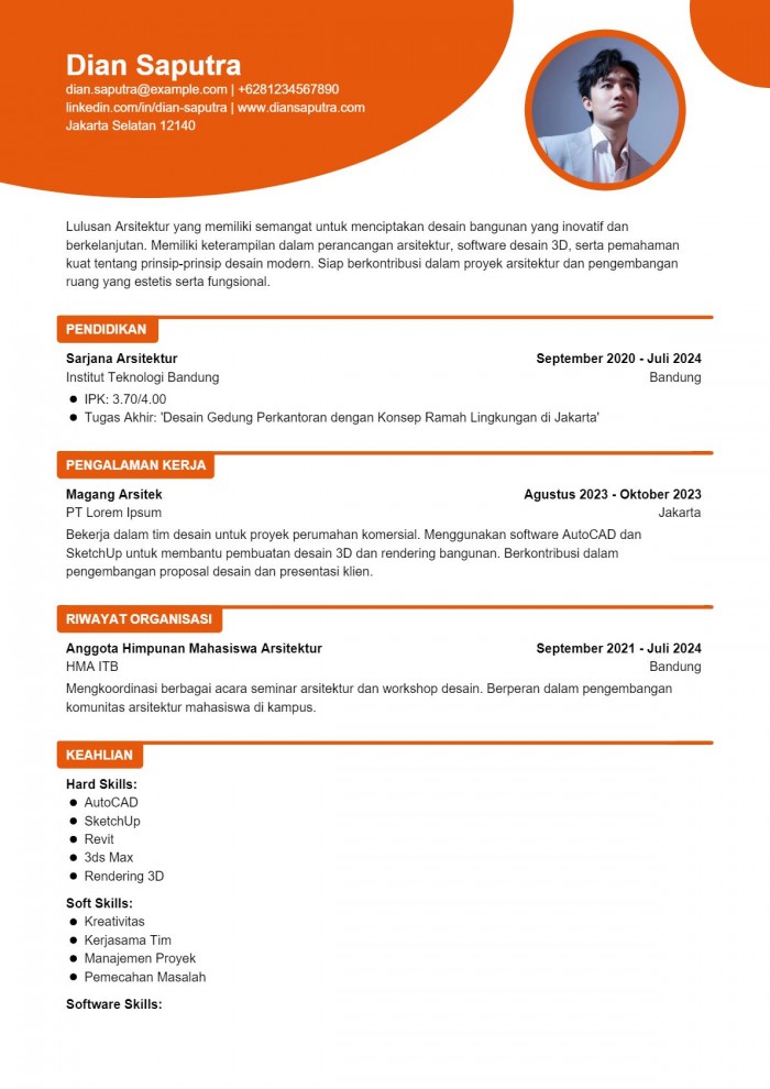 8 Contoh CV Arsitektur Fresh Graduate Berpengalaman Contoh CV 