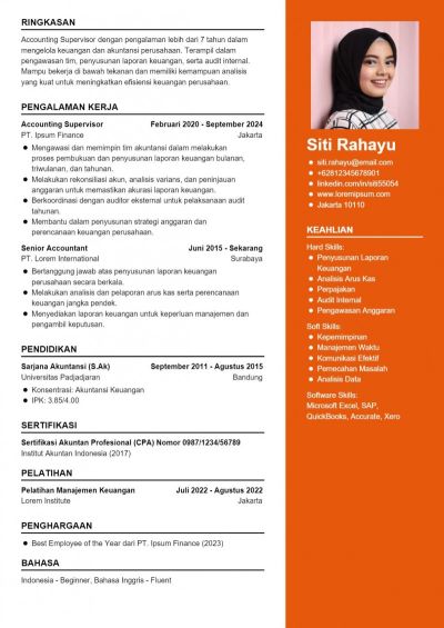 Contoh CV Accounting Supervisor