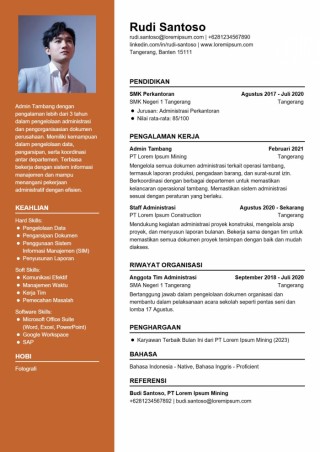 Contoh CV Admin Tambang