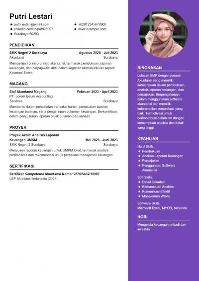 Contoh CV Anak SMK Akuntansi