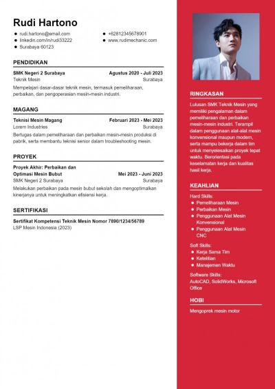 Contoh CV Anak SMK Teknik Mesin