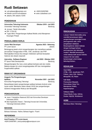 Contoh CV Anak Teknik Informatika