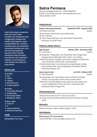 Contoh CV Ats Data Analyst