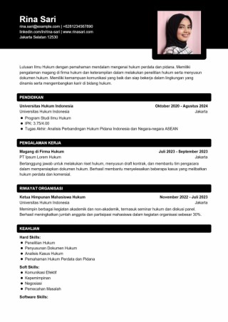 Contoh CV ATS Ilmu Hukum