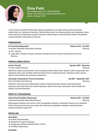 Contoh CV ATS Kesehatan Masyarakat