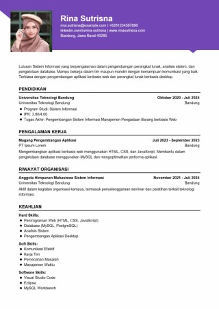 Contoh CV ATS Sistem Informasi