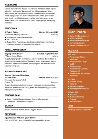 Contoh CV ATS Teknik Elektro