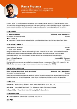 Contoh CV ATS Teknik Informatika