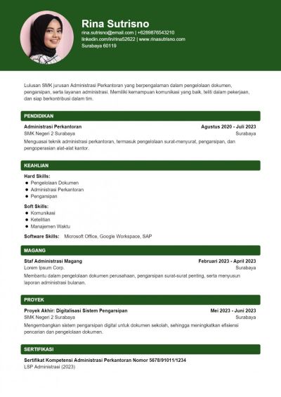 Contoh CV Bahasa Indonesia Lulusan SMK