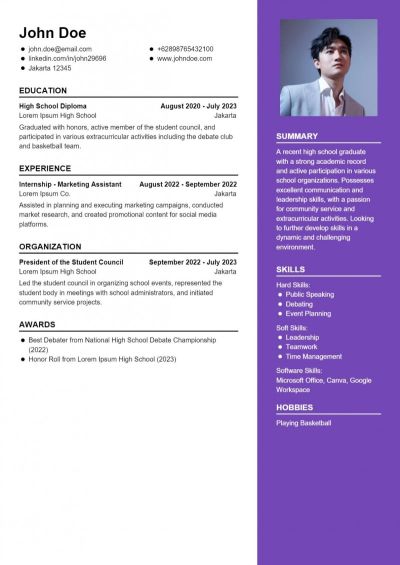 Contoh CV Bahasa Inggris Untuk Lulusan SMA