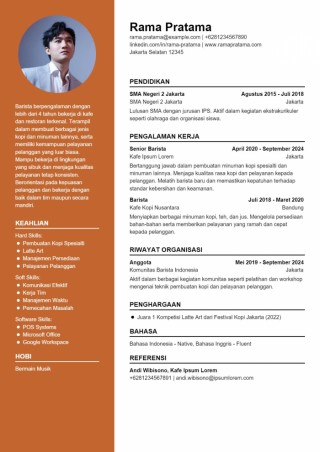 Contoh CV Barista Berpengalaman