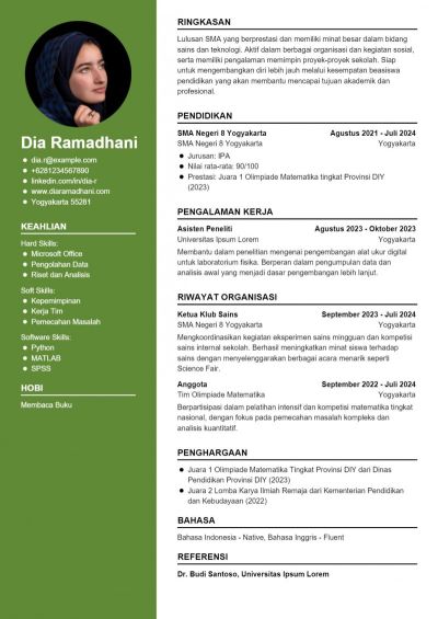 Contoh CV Beasiswa Lulusan SMA