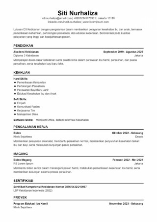 Contoh CV Bidan Word