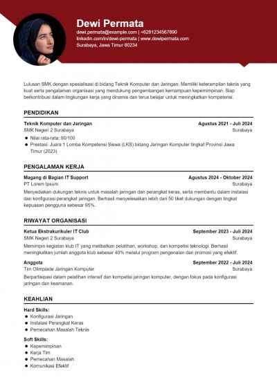 Contoh CV Buat Lulusan SMK
