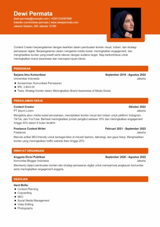 Contoh CV Content Creator Indonesia