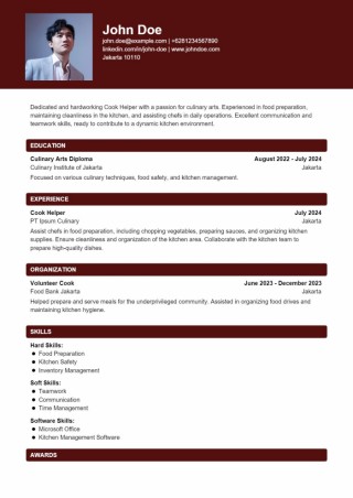 Contoh CV Cook Helper Bahasa Inggris