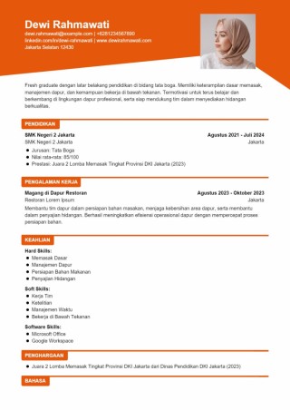 Contoh CV Cook Helper Fresh Graduate
