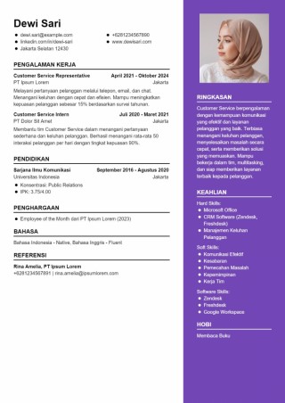 Contoh CV Customer Service Bahasa Indonesia