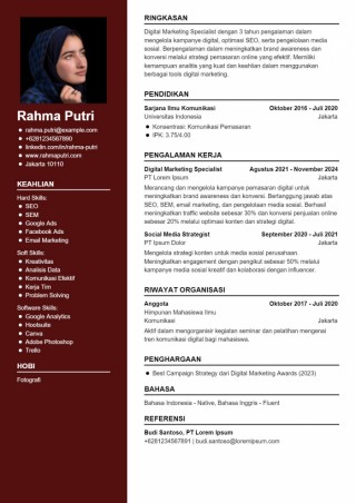 Contoh CV Digital Marketing