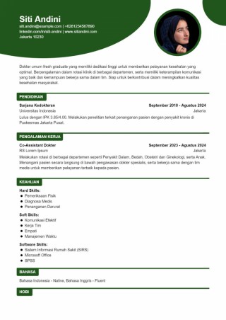 Contoh CV Dokter Fresh Graduate