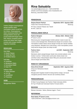 Contoh CV Fashion Designer