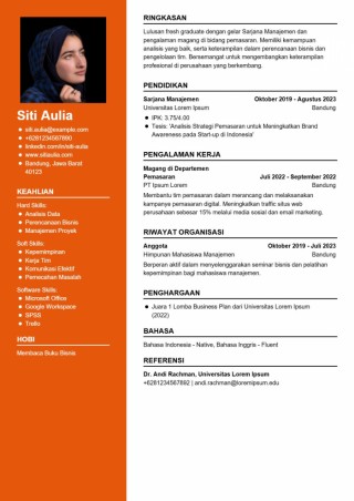 Contoh CV Fresh Graduate Manajemen