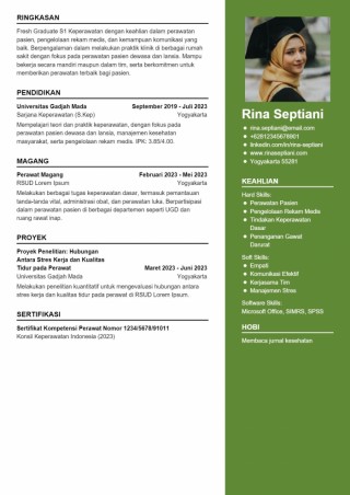 Contoh CV Fresh Graduate S1 Keperawatan
