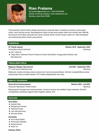 Contoh CV Fresh Graduate Teknik Industri