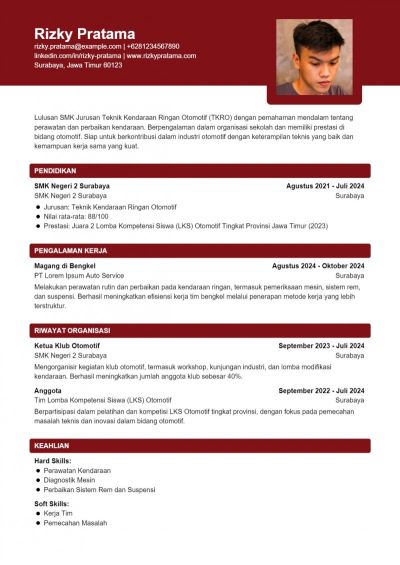 Contoh CV Jurusan Tkro