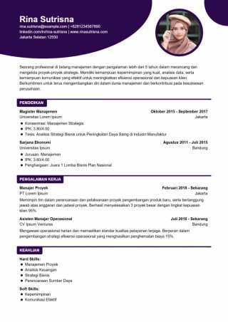 Contoh CV Lamaran Kerja Manajemen