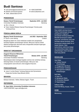 Contoh CV Lamaran Kerja Perusahaan Tambang