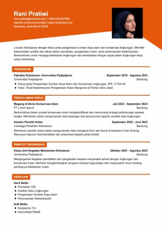 Contoh CV Lulusan Kehutanan