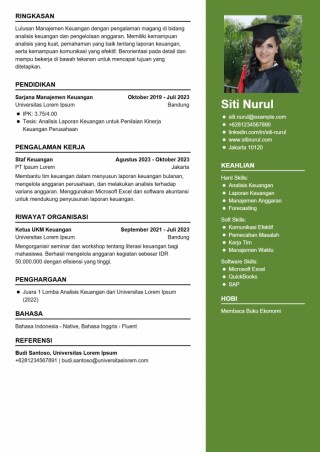 Contoh CV Lulusan Manajemen Keuangan