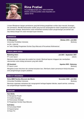 Contoh CV Lulusan Manajemen
