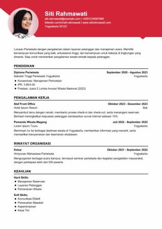Contoh CV Lulusan Pariwisata