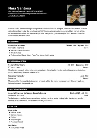 Contoh CV Lulusan Sastra Indonesia