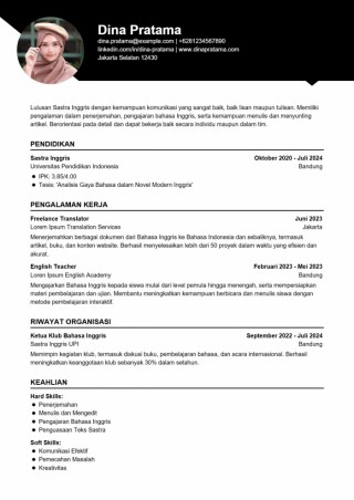 Contoh CV Lulusan Sastra Inggris