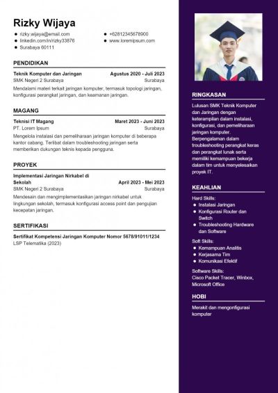 Contoh CV Lulusan SMK Teknik Komputer Dan Jaringan