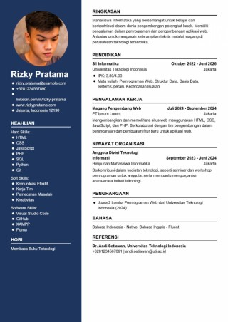 Contoh CV Magang Mahasiswa Informatika