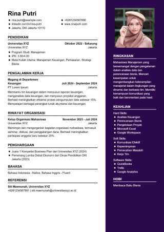 Contoh CV Magang Mahasiswa Manajemen