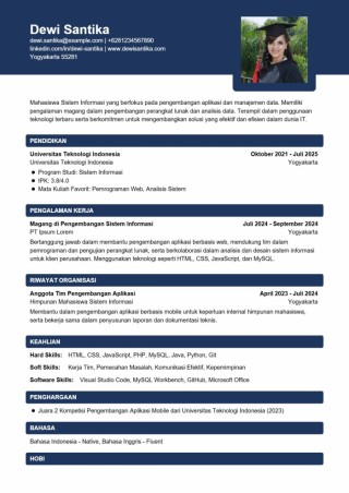 Contoh CV Magang Mahasiswa Sistem Informasi