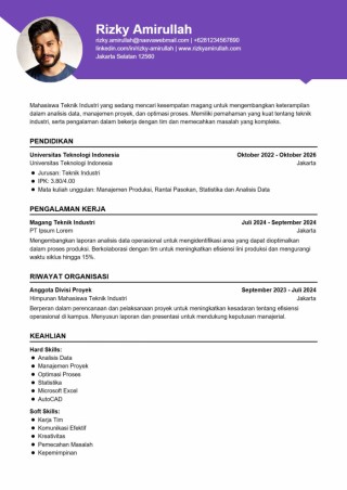 Contoh CV Magang Teknik Industri