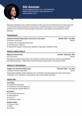 Contoh CV Mahasiswa Kesehatan