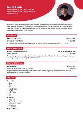 Contoh CV Mahasiswa Teknik Informatika