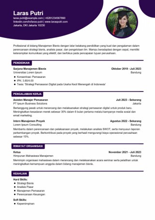 Contoh CV Manajemen Bisnis