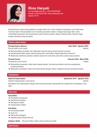 Contoh CV Perawat Kamar Operasi