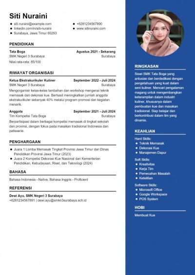 Contoh CV PKL SMK Tata Boga