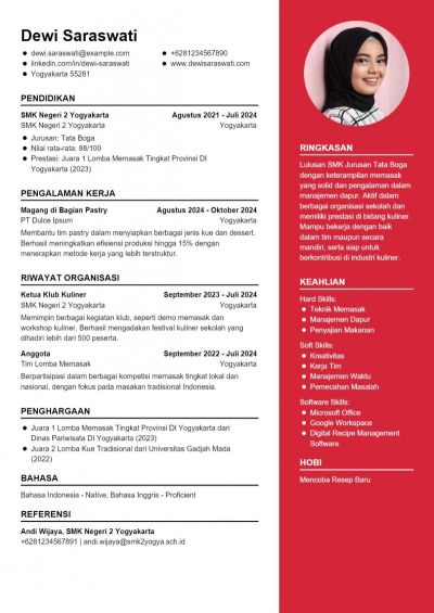 Contoh CV SMK Jurusan Tata Boga