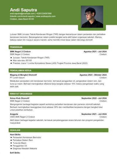 Contoh CV SMK Jurusan TKR
