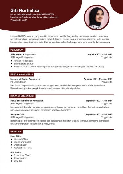 Contoh CV SMK Pemasaran
